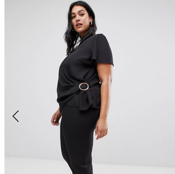 SIZE 16 ASOS New Look Wrap Top Black - tie top blouse - Picture 8 of 9
